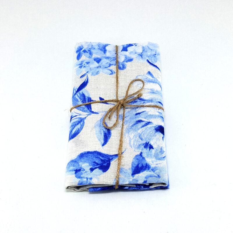 09-Φόδρα για τσάντες ύφασμα φλοραλ λονέτα σε εκρού και μπλε χρώμα by Younique Lab Lin80