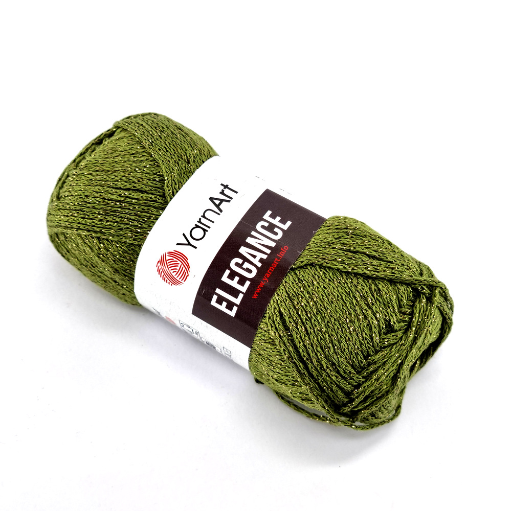 Elegance Yarn Art 113 πράσινο λαδί με μεταλλόνημα by Younique Lab 1