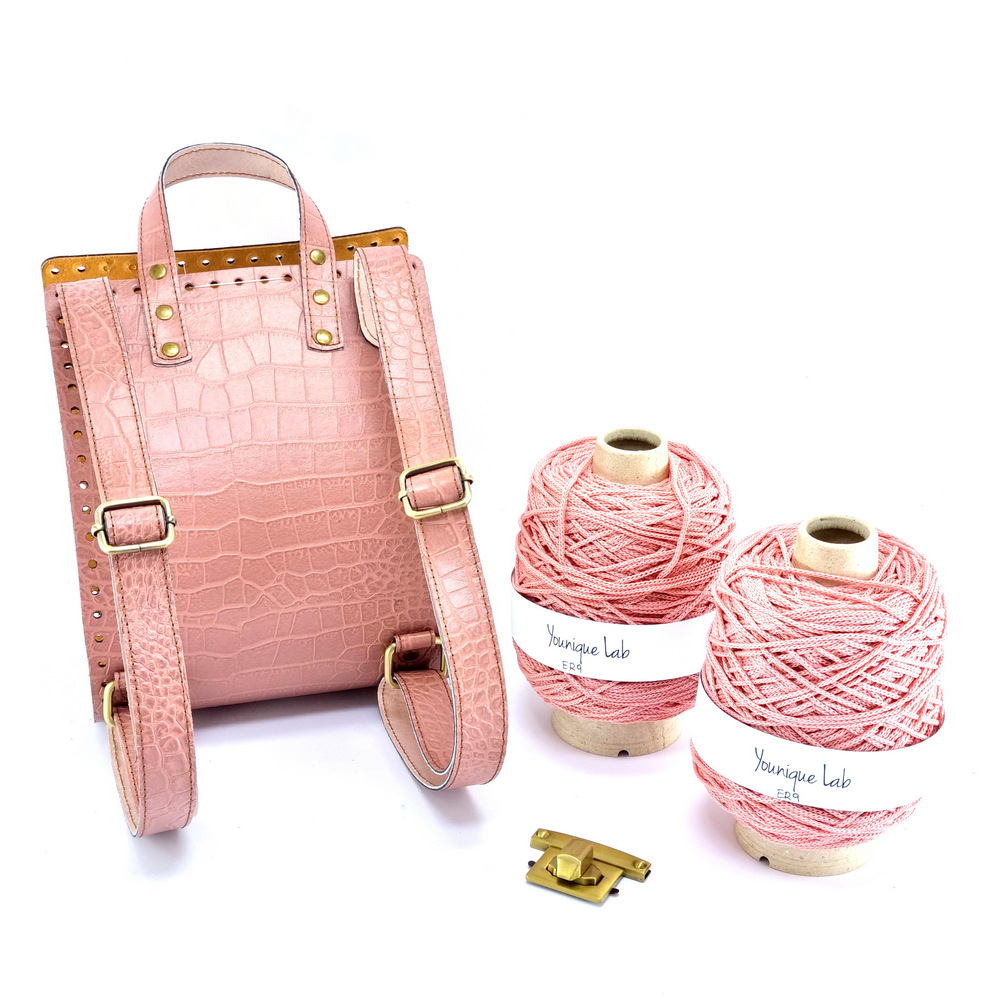 Mini backpack YLab σε ροζ κροκό δέρμα by Younique Lab 2