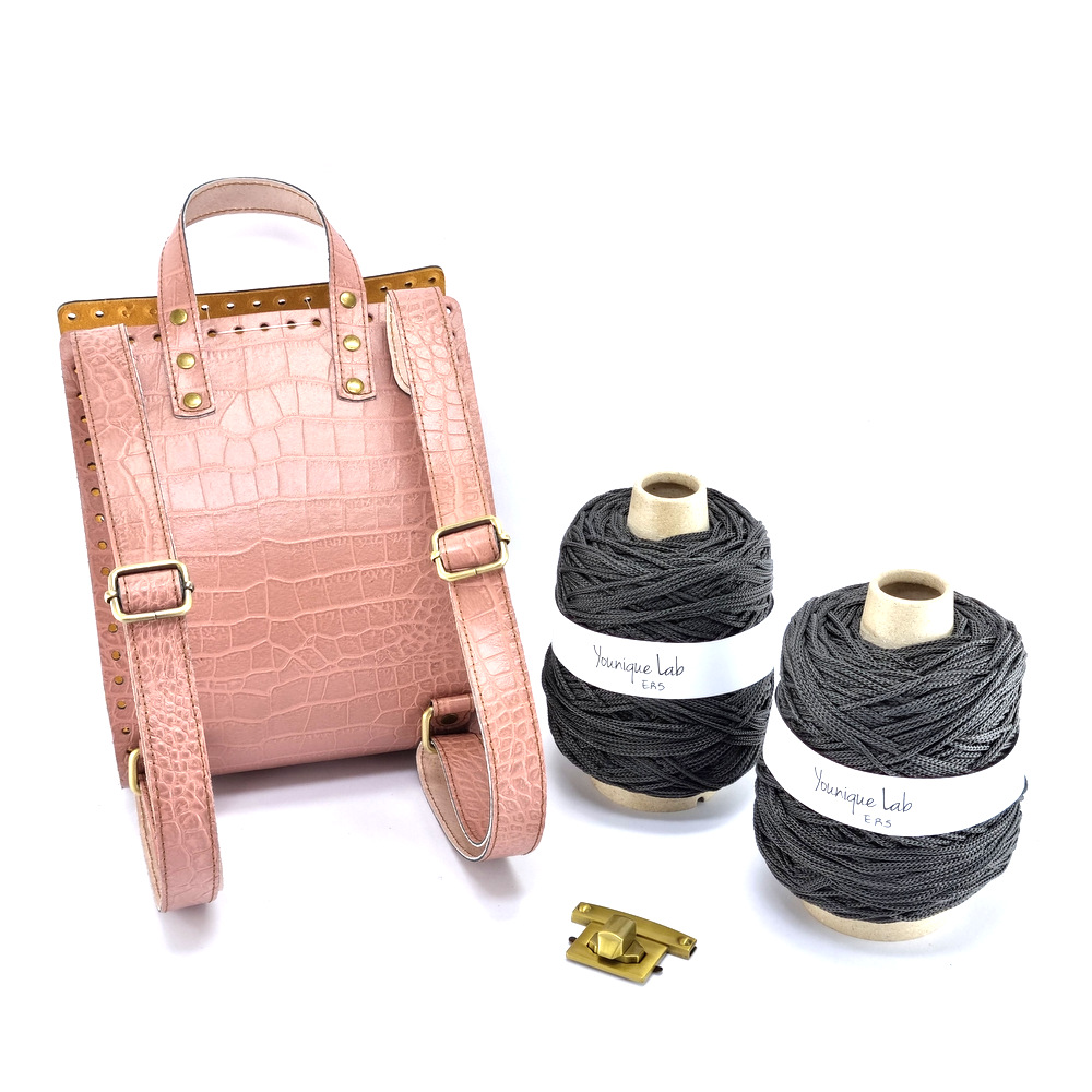 Mini backpack YLab σε ροζ κροκό δέρμα by Younique Lab 3