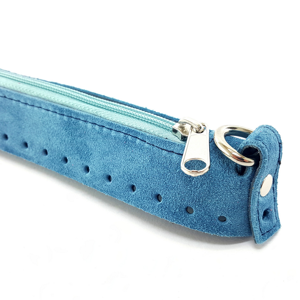 Zipper όρθιο σε γαλάζιο suede S15 1
