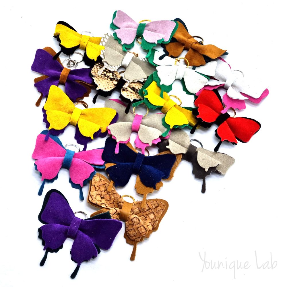 Δερμάτινες διακοσμητικές πεταλούδες για τσάντες και μπρελοκ by Younique Lab 8