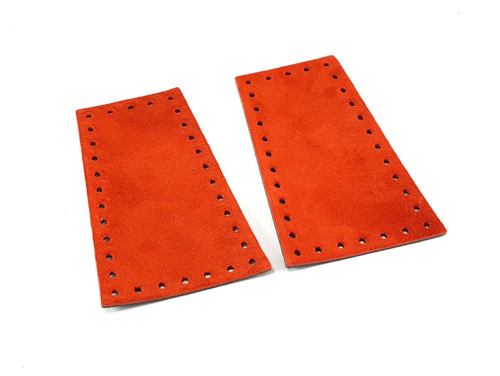 Ζευγάρι πλαϊνά τσάντας 10×16 εκ. σε πορτοκαλί suede δέρμα S18
