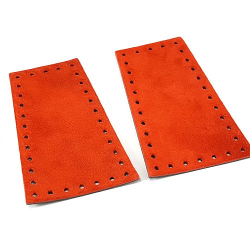 Ζευγάρι πλαϊνά τσάντας 10×16 εκ. σε πορτοκαλί suede δέρμα S18