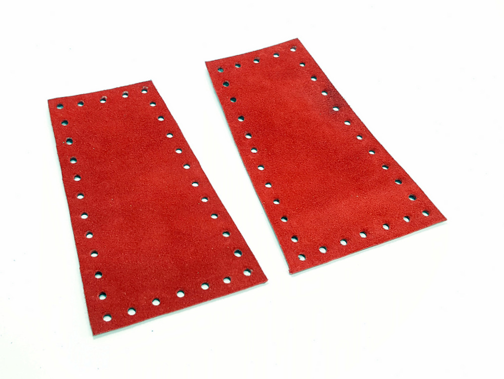Ζευγάρι πλαϊνά τσάντας 10x16 εκ. σε κόκκινο suede δέρμα S5