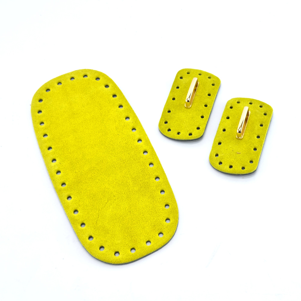 Προσφορά στοκ δέρμα πάτος και πλαινά mini με καμάρες σε κίτρινο suede δέρμα by Younique Lab 1