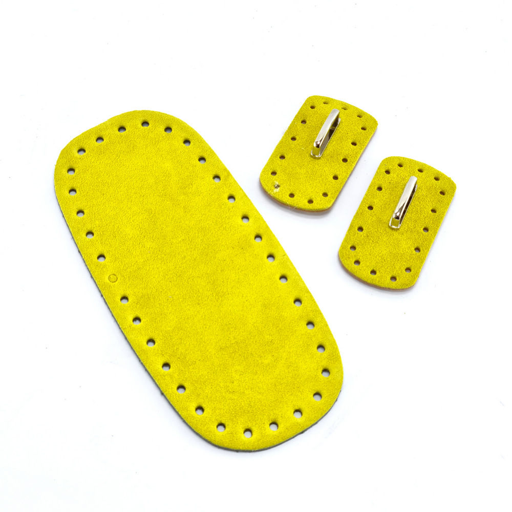 Προσφορά στοκ δέρμα πάτος και πλαινά mini με καμάρες σε κίτρινο suede δέρμα by Younique Lab 3