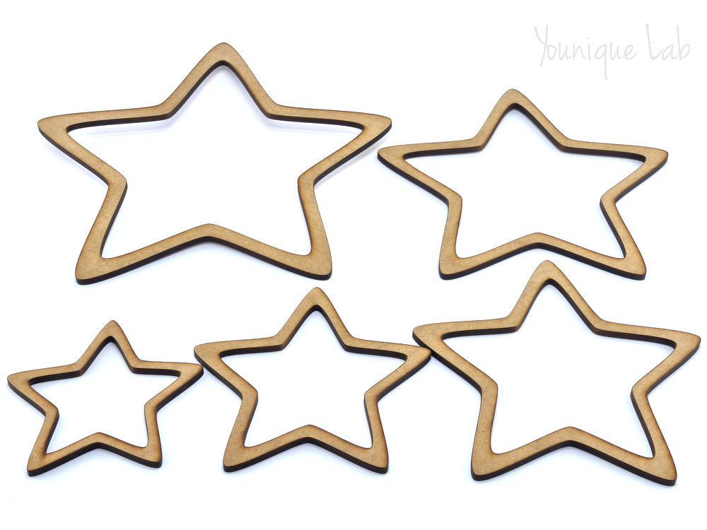 Σετ 5 τεμάχια ξύλινα τελάρα για κατασκευές μακραμέ αστέρι by Younique Lab 3