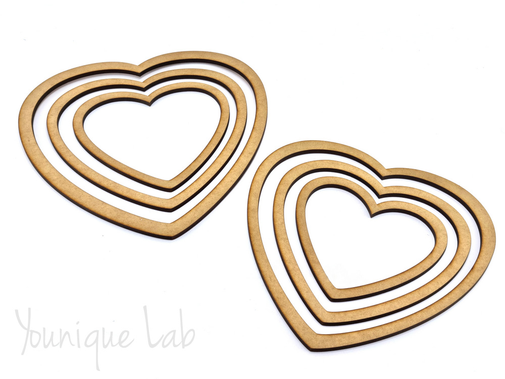 6 τεμάχια ξύλινα τελάρα για κατασκευές μακραμέ καρδιά by Younique Lab 3