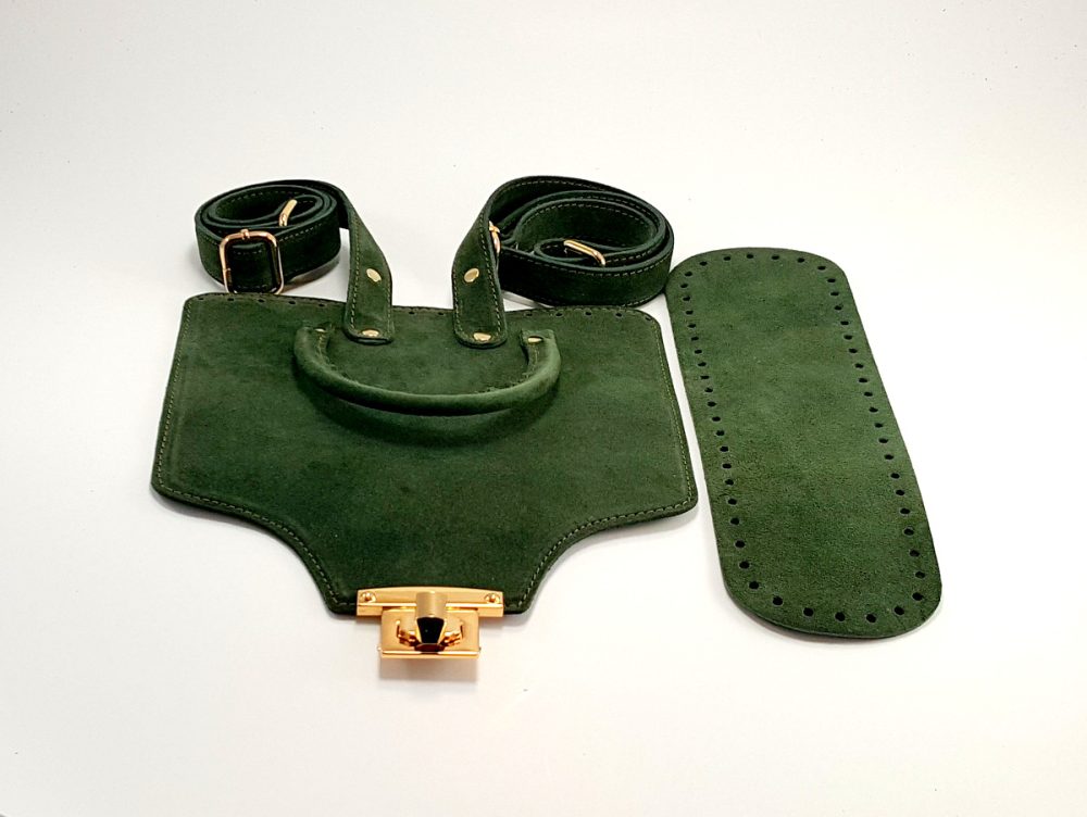 Σετ για τσάντα πλάτης σε πράσινο suede δέρμα S14