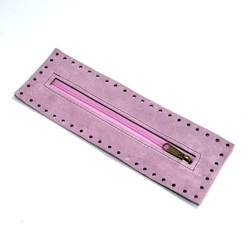 Φερμουάρ 26 x 10 εκ. σε ροζ suede δέρμα (S12)